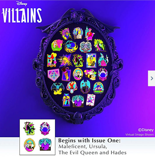 Disney Villains 24K Gold-Plated Blacklight Pin Collection at Bradford Exchange