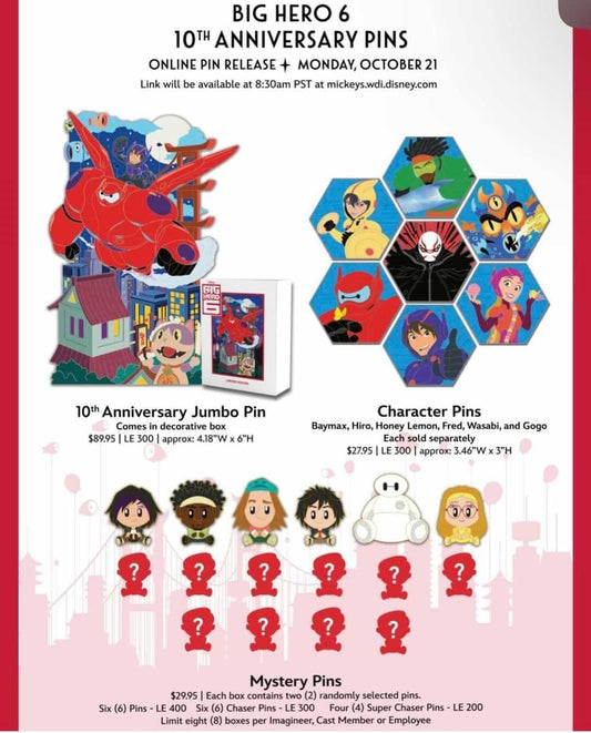 Big Hero 6 10th Anniversary WDI Pins at Mickey’s of Glendale