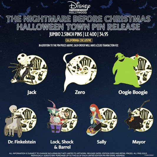 The Nightmare Before Christmas 2024 Pin Releases at Disney Studio Store Hollywood