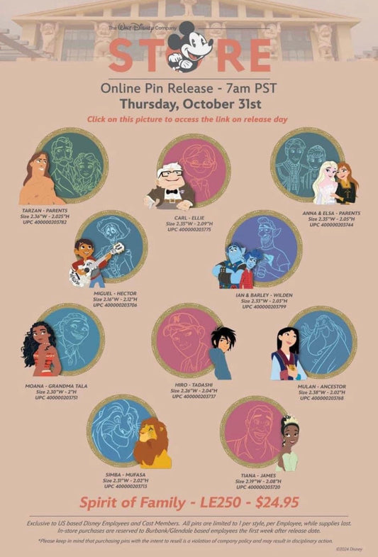 Spirit of Family Pin Series at The Walt Disney Company Store