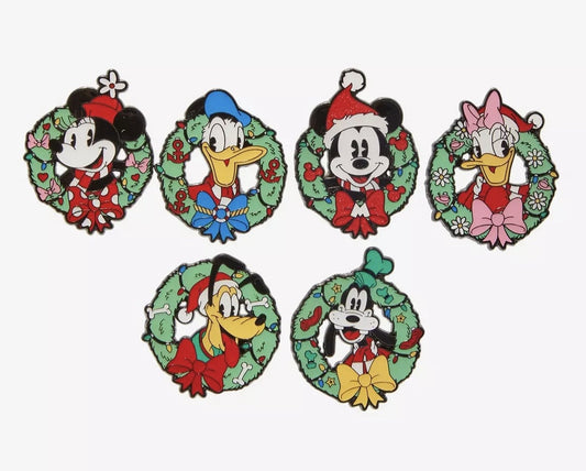 Mickey Mouse and Friends Holiday Wreath Blind Box Pin Set at Hot Topic
