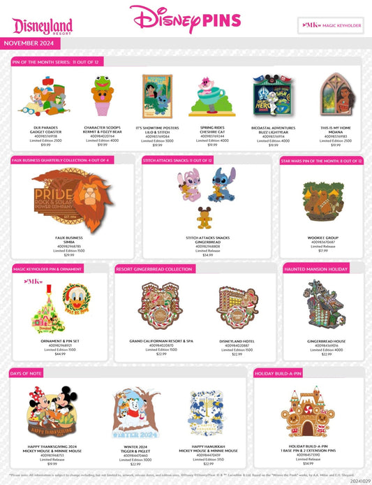 November 2024 Disneyland Pin Preview
