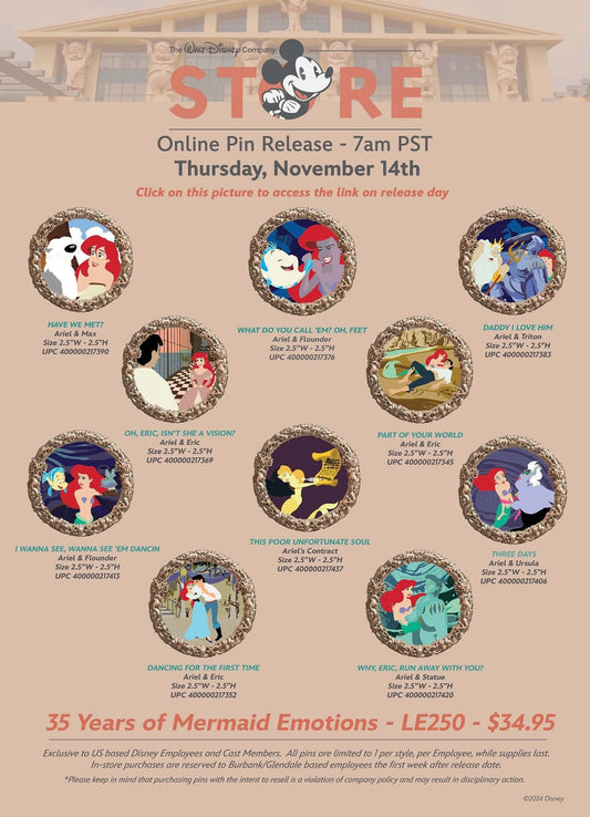 The Little Mermaid 35th Anniversary Pins at The Walt Disney Company Store