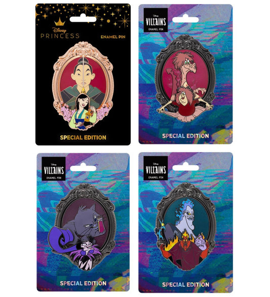 Mulan, Hades, Mim, and Yzma Disney Transformations Series Pins at Pink a la Mode