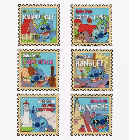Disney Stitch Hawaii Stamp Blind Box Pin Set at BoxLunch