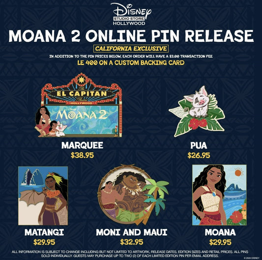 Moana 2 Pin Releases at Disney Studio Store Hollywood