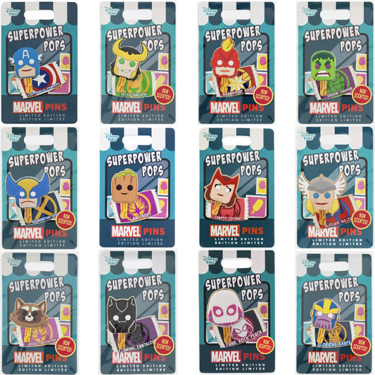 Complete Marvel Superpower Pops Pin Collection