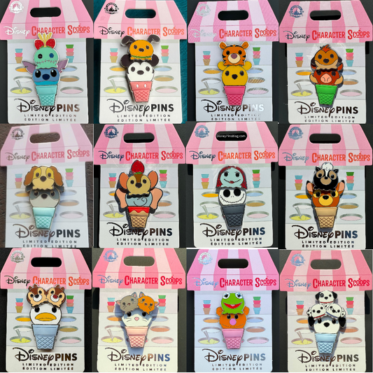Complete Disney Character Scoops Pin Collection