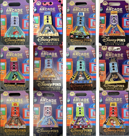 Complete Disney Arcade Alley Bowler Pin Collection
