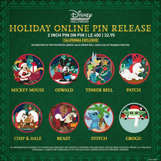 Holiday 2024 Pin Releases at Disney Studio Store Hollywood