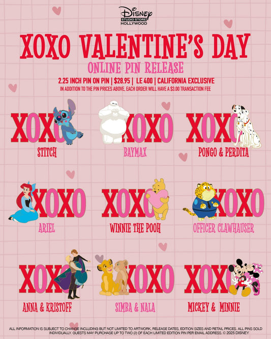 XOXO Valentine’s Day Pins - Disney Studio Store Hollywood