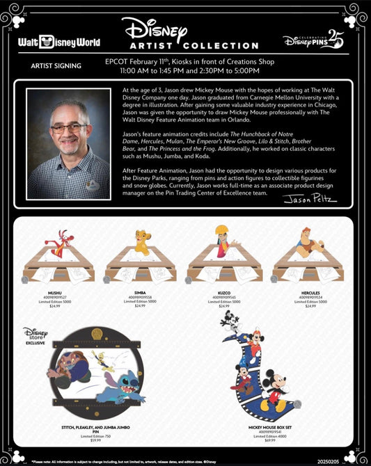 Jason Peltz Disney Artist Collection Pin Releases