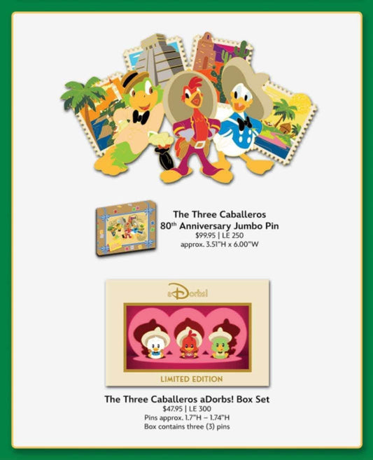 The Three Caballeros 2025 WDI Pins at Mickey’s of Glendale