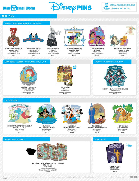April 2025 Walt Disney World Pin Preview