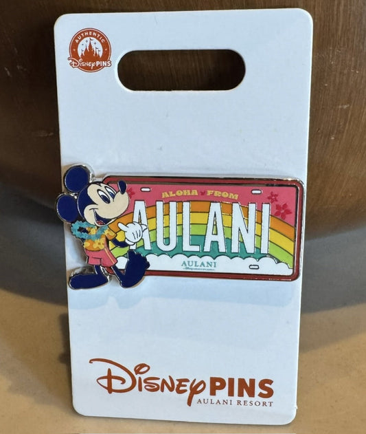 Mickey Mouse Aulani License Plate Disney Pin