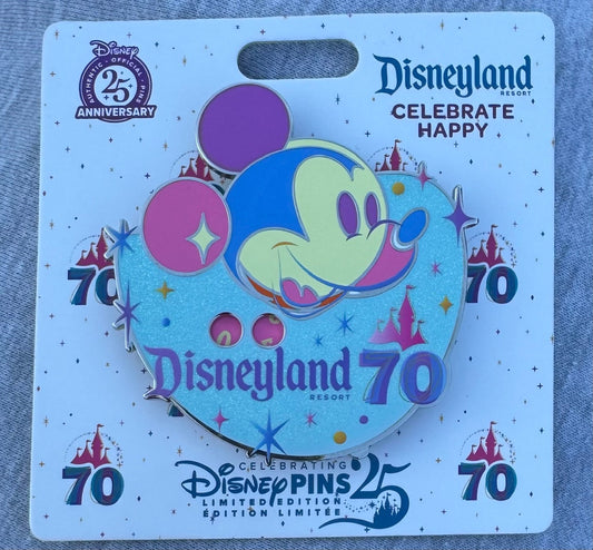 Mickey Mouse Disneyland 70th Celebrate Happy Countdown Jumbo Pin