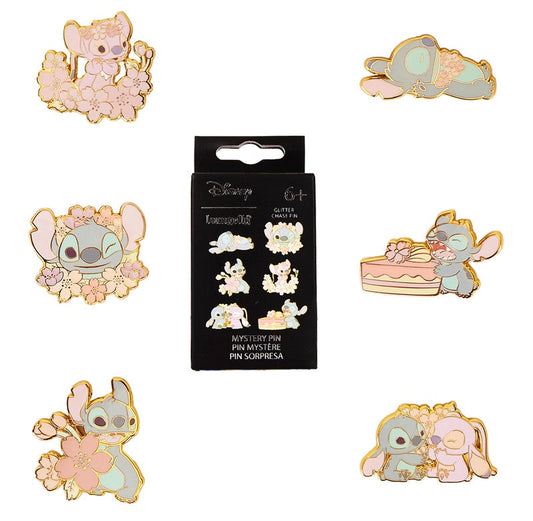 Stitch & Angel Cherry Blossom Loungefly Mystery Box Pin Set