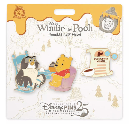 Winnie the Pooh and Owl Hundred Acre Wood Series 4 Disney Pin Set
