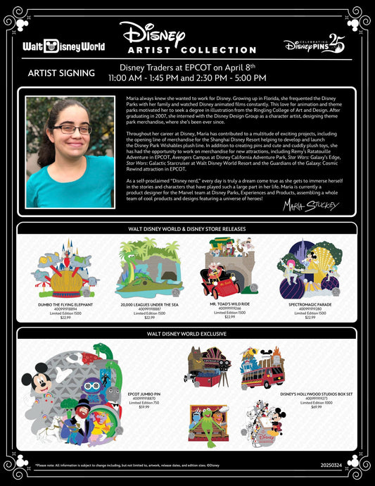 Maria Stuckey Disney Artist Collection Pin Releases