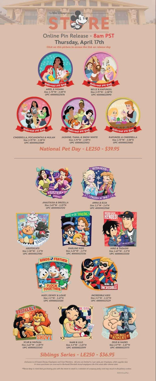 National Pet Day & Siblings Pin Series at The Walt Disney Company Store