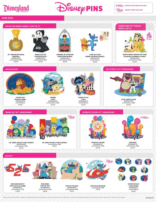 June 2025 Disneyland Pin Preview