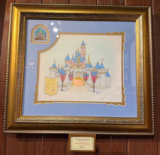 Sleeping Beauty Castle Framed Sketch with Pin at Disneyana Art Store