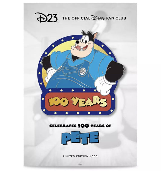Pete 100th Anniversary D23 Gold Member Pin at Disney Store