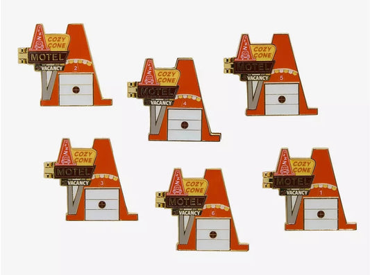 Disney Pixar Cars Cozy Cone Motel Hinged Blind Box Pin Set