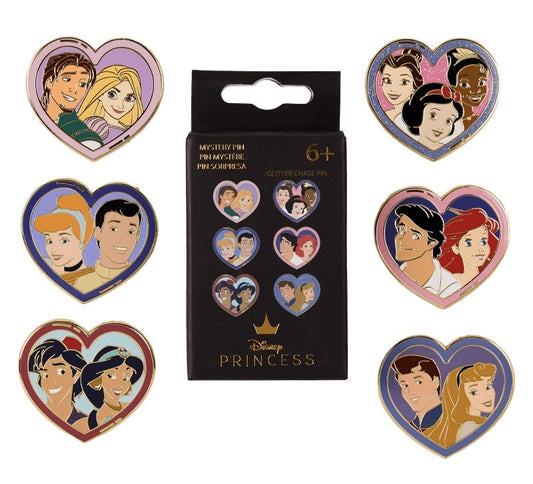 Disney Princess & Prince Heart Loungefly Mystery Box Pin Set
