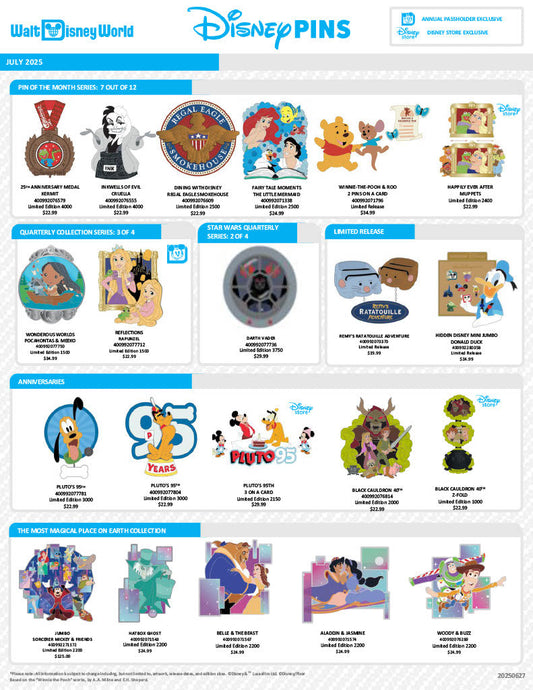July 2025 Walt Disney World Pin Preview