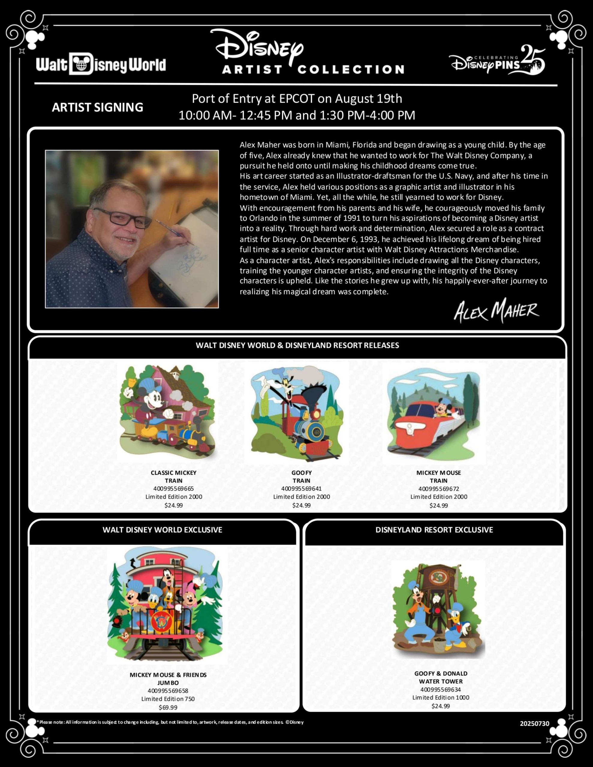 Alex Maher Disney Artist Collection Pin Releases – Disney Pins Blog