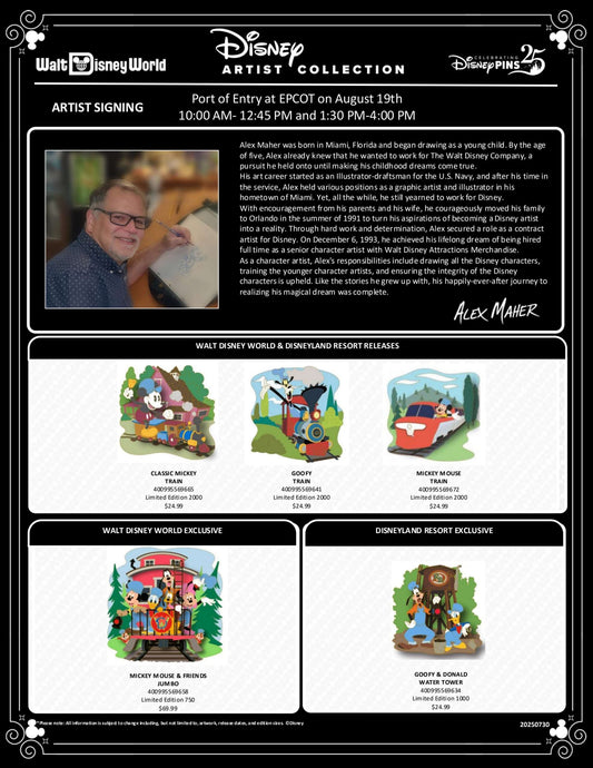 Alex Maher Disney Artist Collection Pin Releases