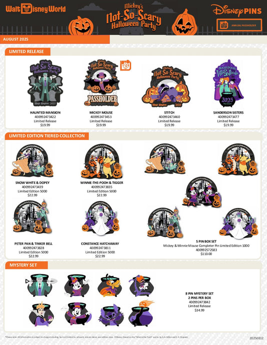 Mickey’s Not So Scary Halloween Party 2025 Disney Pins