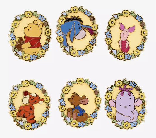 Winnie the Pooh Characters Floral Portrait Blind Box Pin Set - BoxLunch