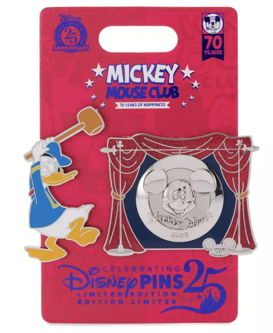 Donald Duck and Gong – Mickey Mouse Club 70th Anniversary Pin Set at Disney Store