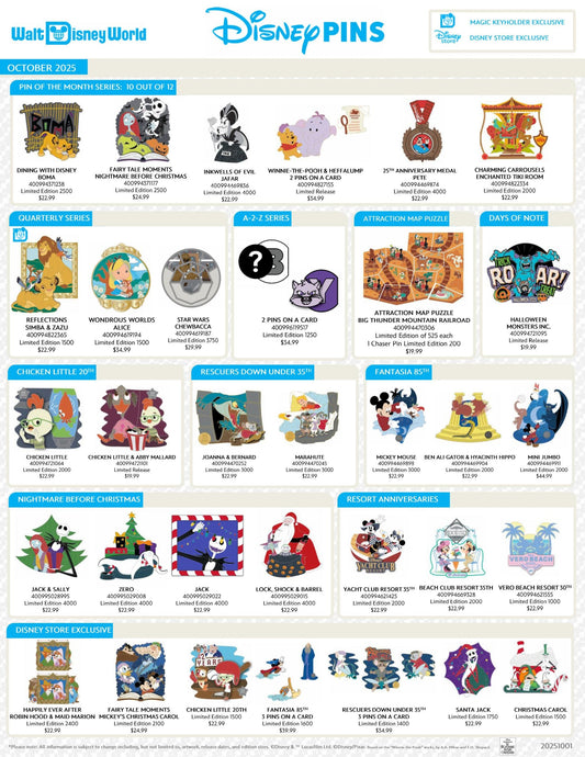 October 2025 Walt Disney World Pin Preview