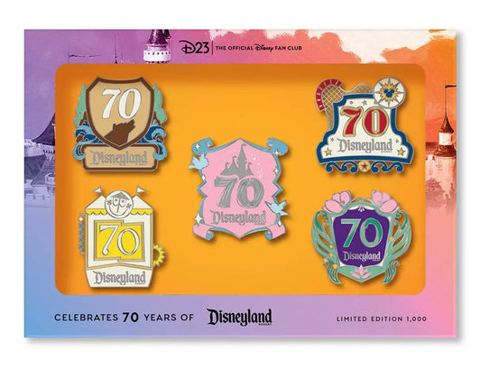 Disneyland 70th Anniversary Destinations D23 Pin Set