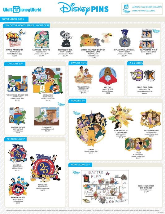 November 2025 Walt Disney World Pin Preview