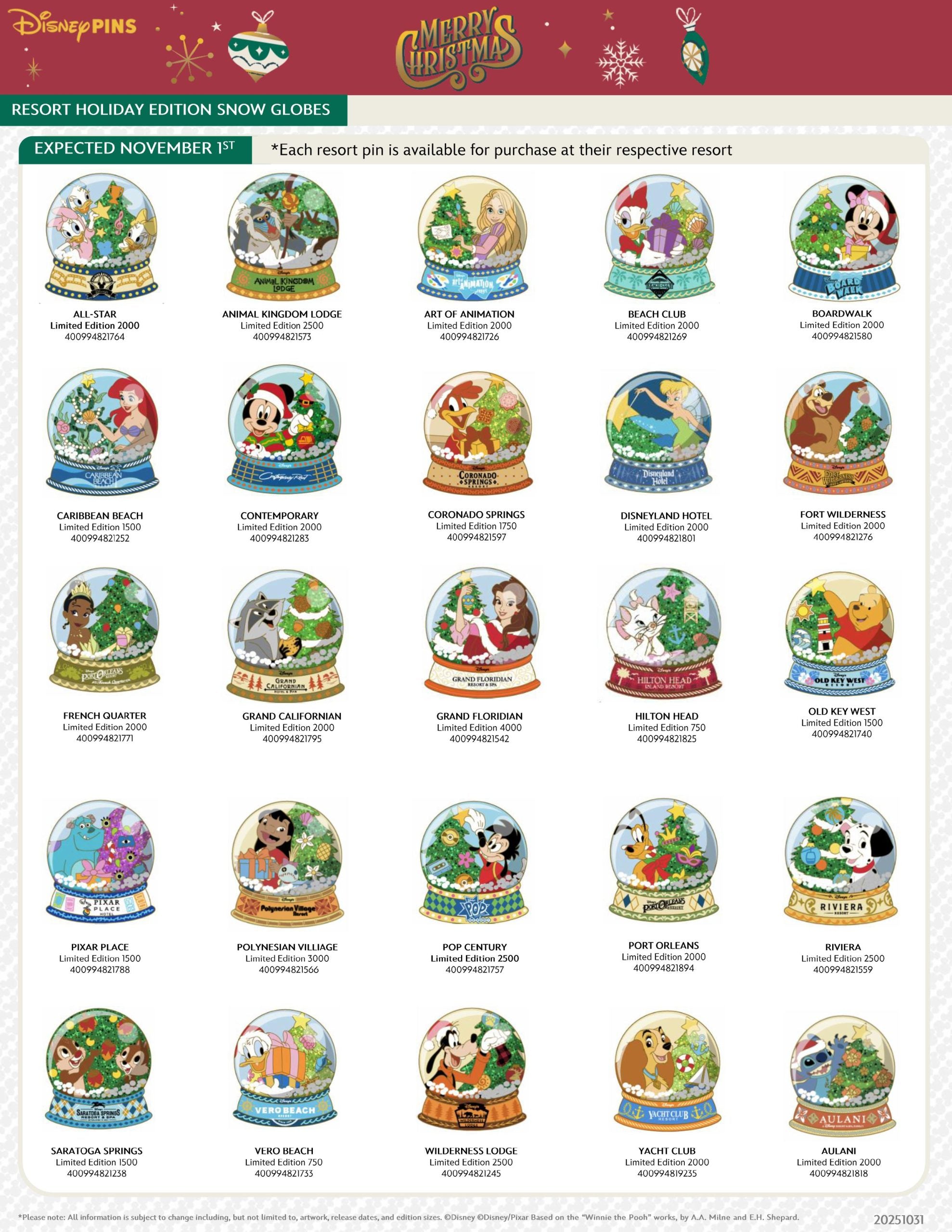 ピンズ・ピンバッジ・缶バッジ wdw Disney season greeting holiday pin Disney Resorts Christmas 2025 Pin Collection at Disney Parks