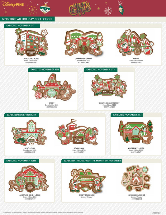 Disney Resort Gingerbread Display 2025 Pin Collection