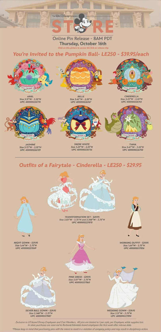 Pumpkin Ball & Cinderella Pin Release at The Walt Disney Company Store