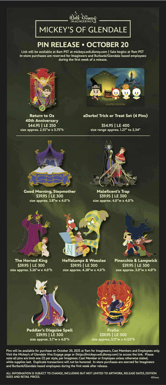 Disney Villains WDI Pins at Mickey’s of Glendale