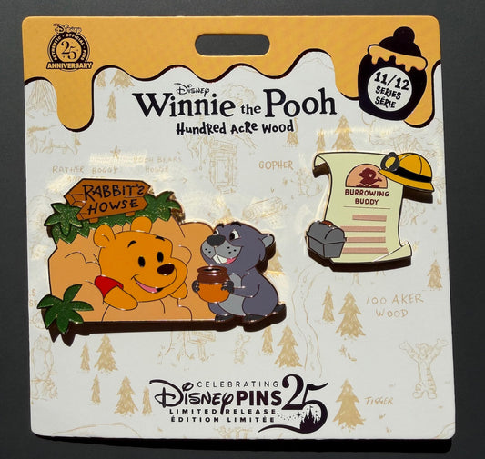 Winnie the Pooh and Gopher Hundred Acre Wood Series 11 Disney Pin Set