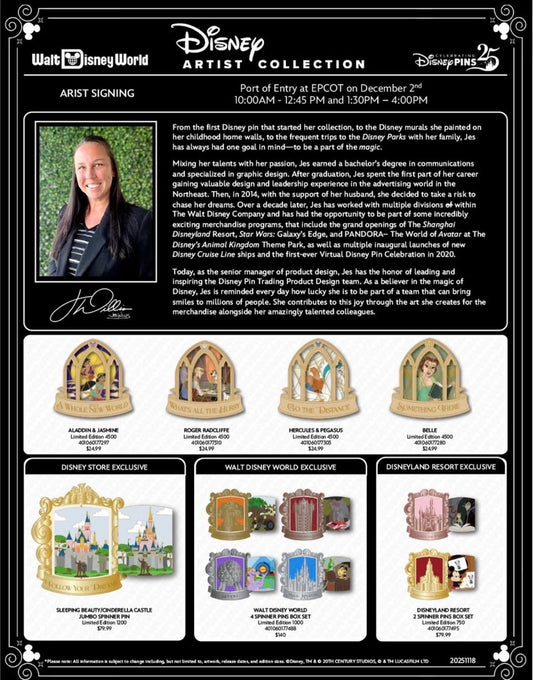 Jes Willis Disney Artist Collection Pin Releases