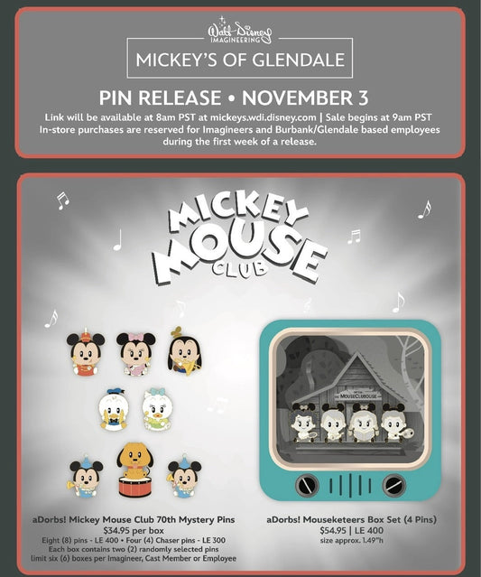 Mickey Mouse Club WDI Pins at Mickey’s of Glendale