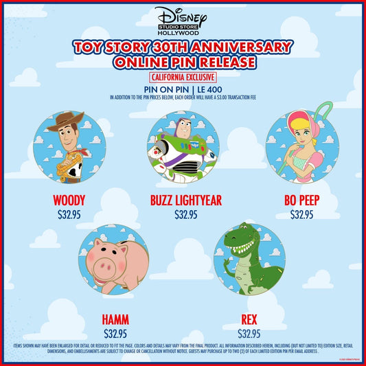 Toy Story 30th Anniversary Pins - Disney Studio Store Hollywood