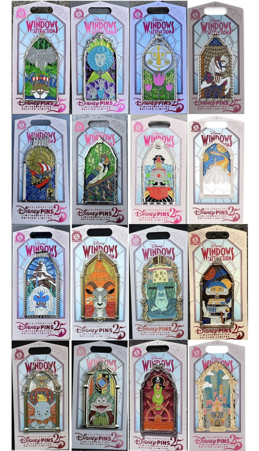 Complete Disneyland Windows of Attraction Pin Collection