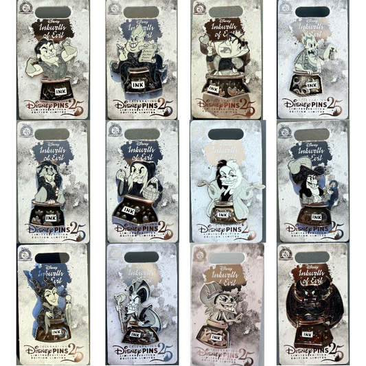 Complete Inkwells of Evil Disney Pin Collection