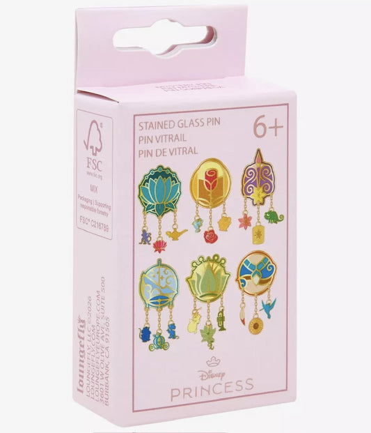 Disney Princess Stained Glass Dangling Charms Blind Box Pin Set at BoxLunch