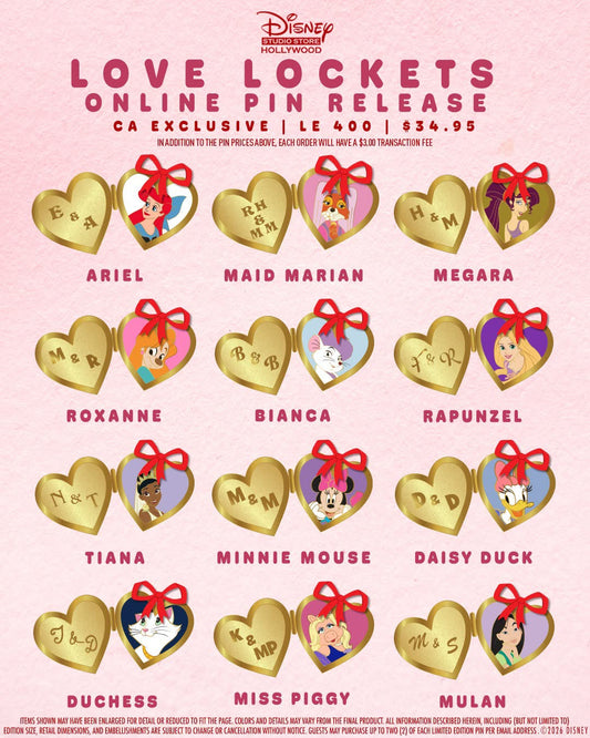 Love Lockets Pin Series at Disney Studio Store Hollywood